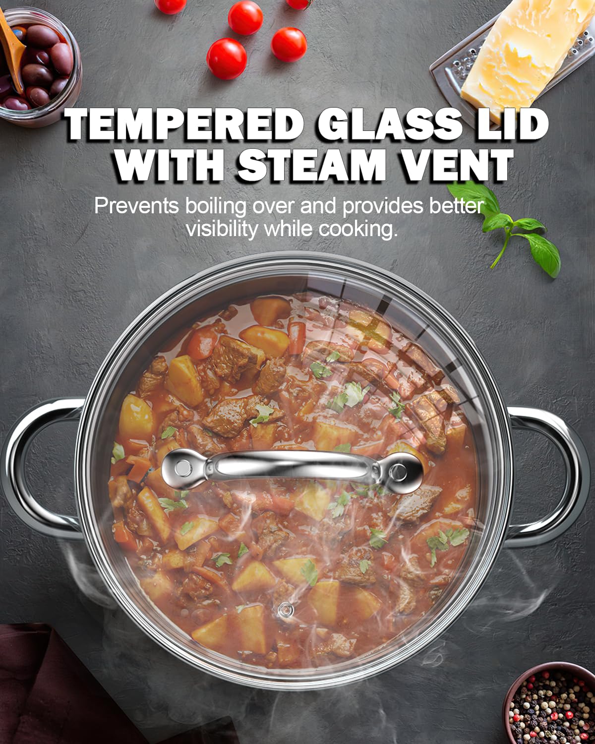 8 Quart Stainless Steel Stock Pot with Lid W1811