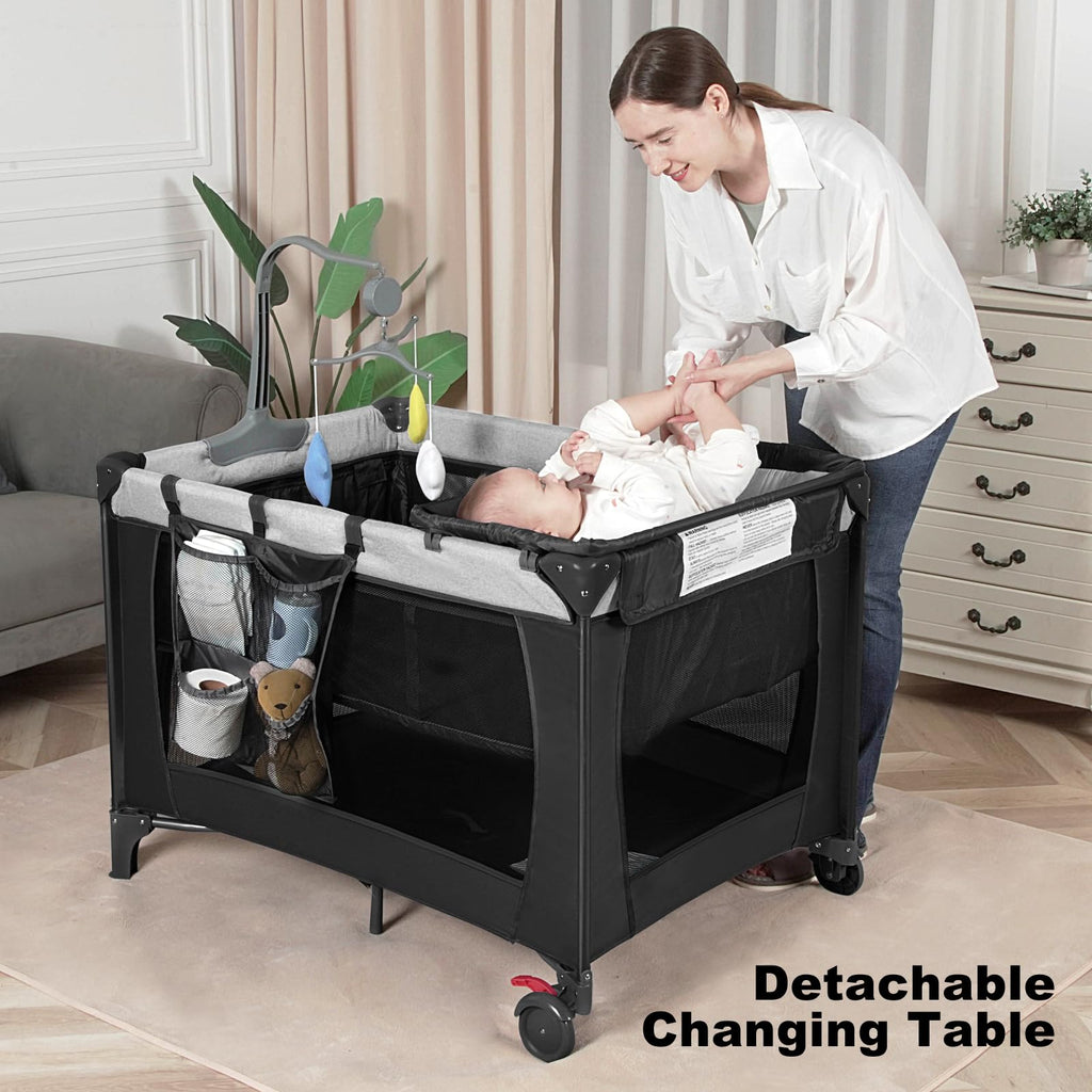 Black Baby Bassinet Playpen M302