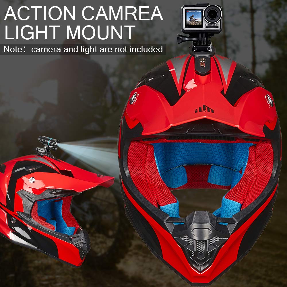 Adult Dirt Bike Helmets ATV Motocross Helmet with Camera Mount DOT Red Black M I82625