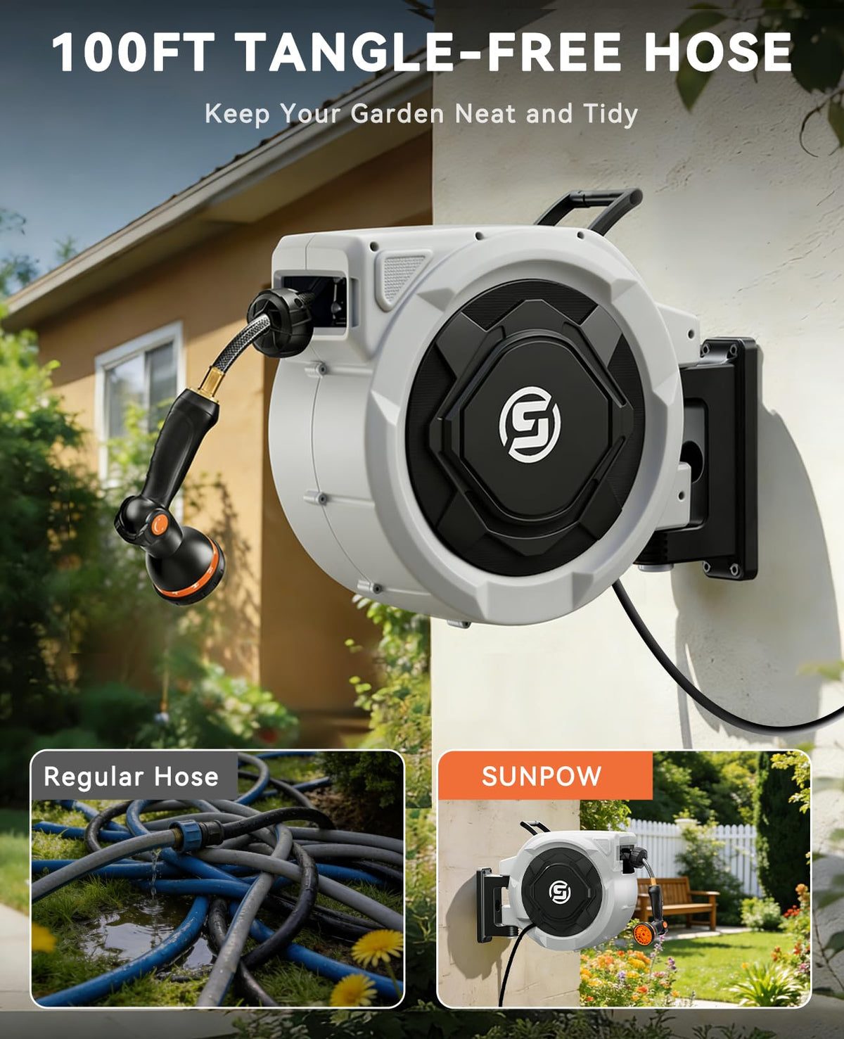 5/8in x 100ft Retractable Garden Hose Reel T3552