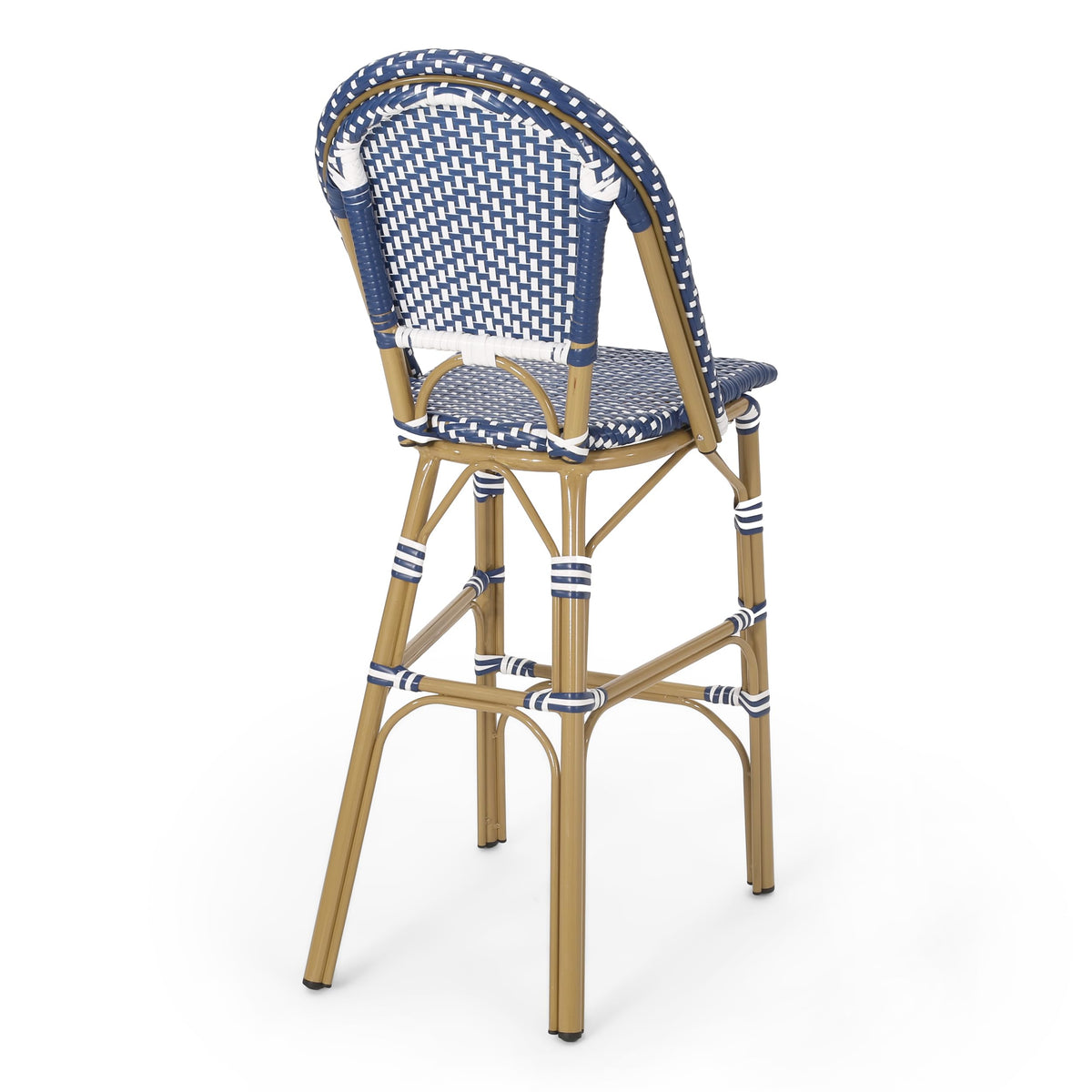 Set of 2 Teal Blue White Bar Stool with Aluminum P5747