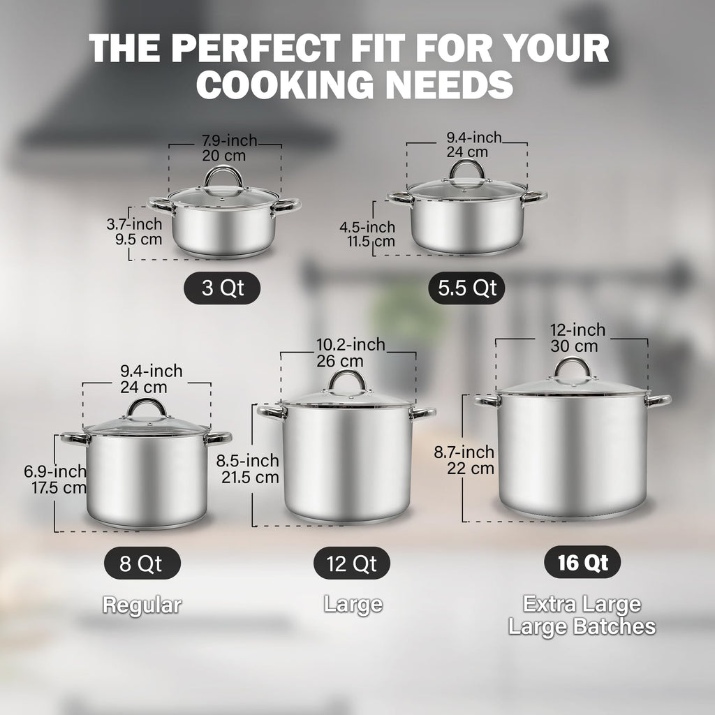8 Quart Stainless Steel Stock Pot with Lid W1811