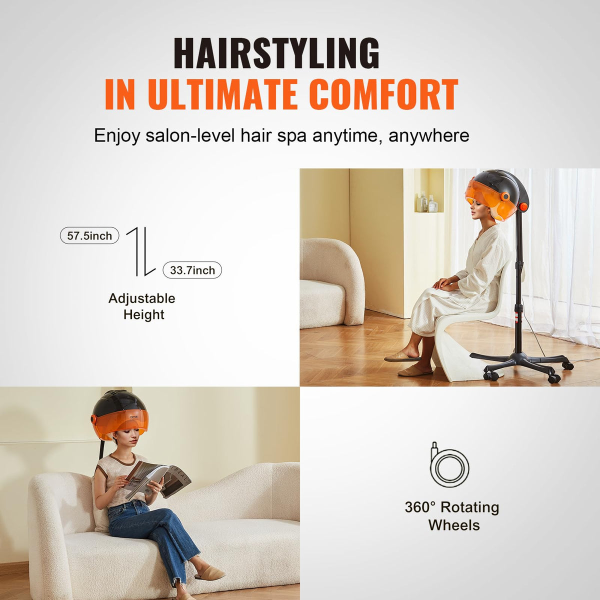 1875W Ionic Hooded Hair Dryer with Timer X742