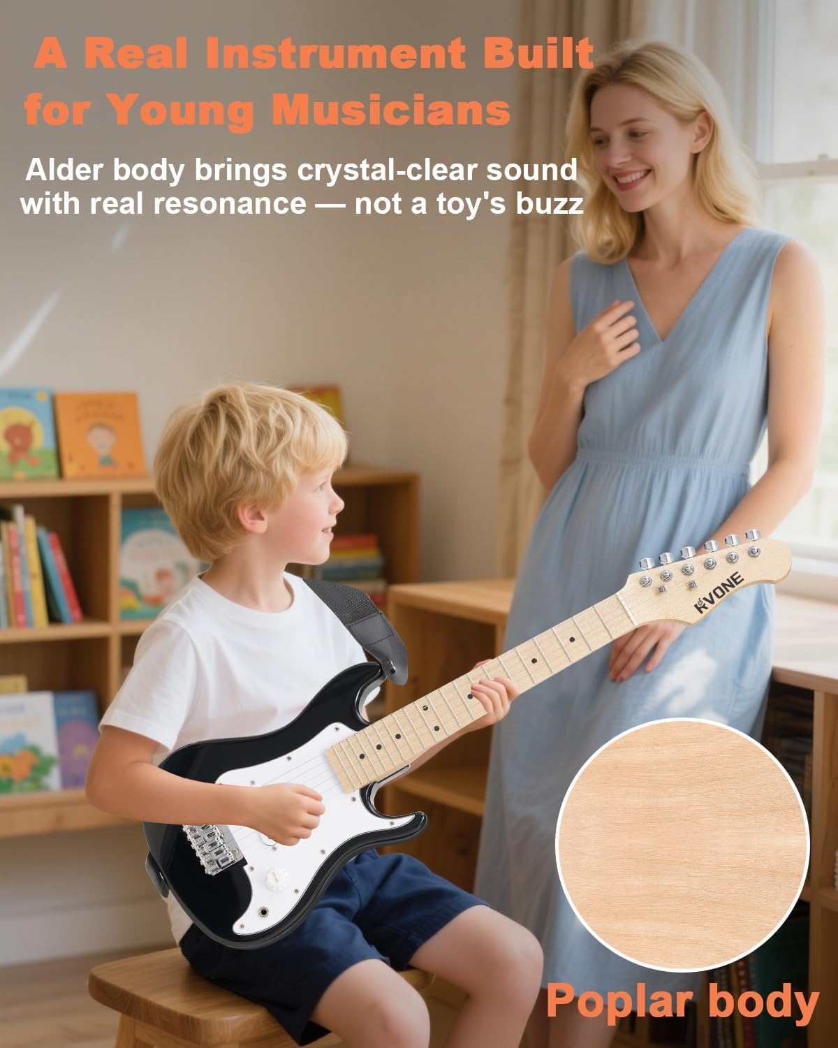 30 Inch Kids Electric Guitar Kit with 5W Amp Black Q819153