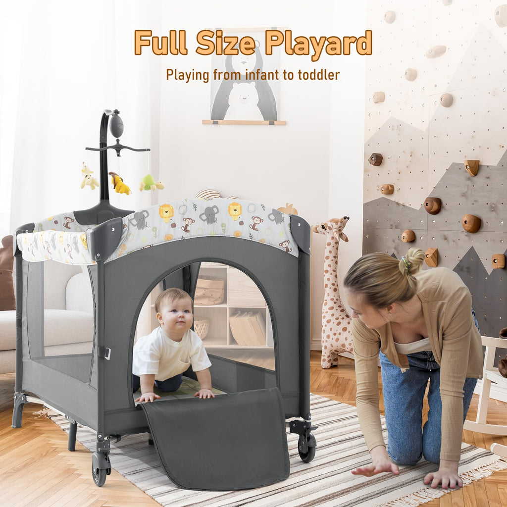 5-in-1 Convertible Baby Crib Bassinet Playpen Y480