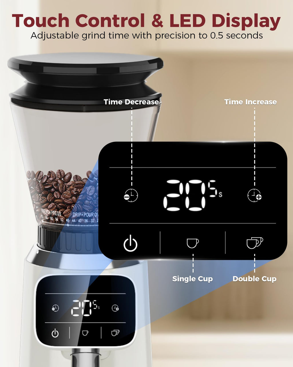 Conical Burr Coffee Grinder with 70 Grind Settings I6164