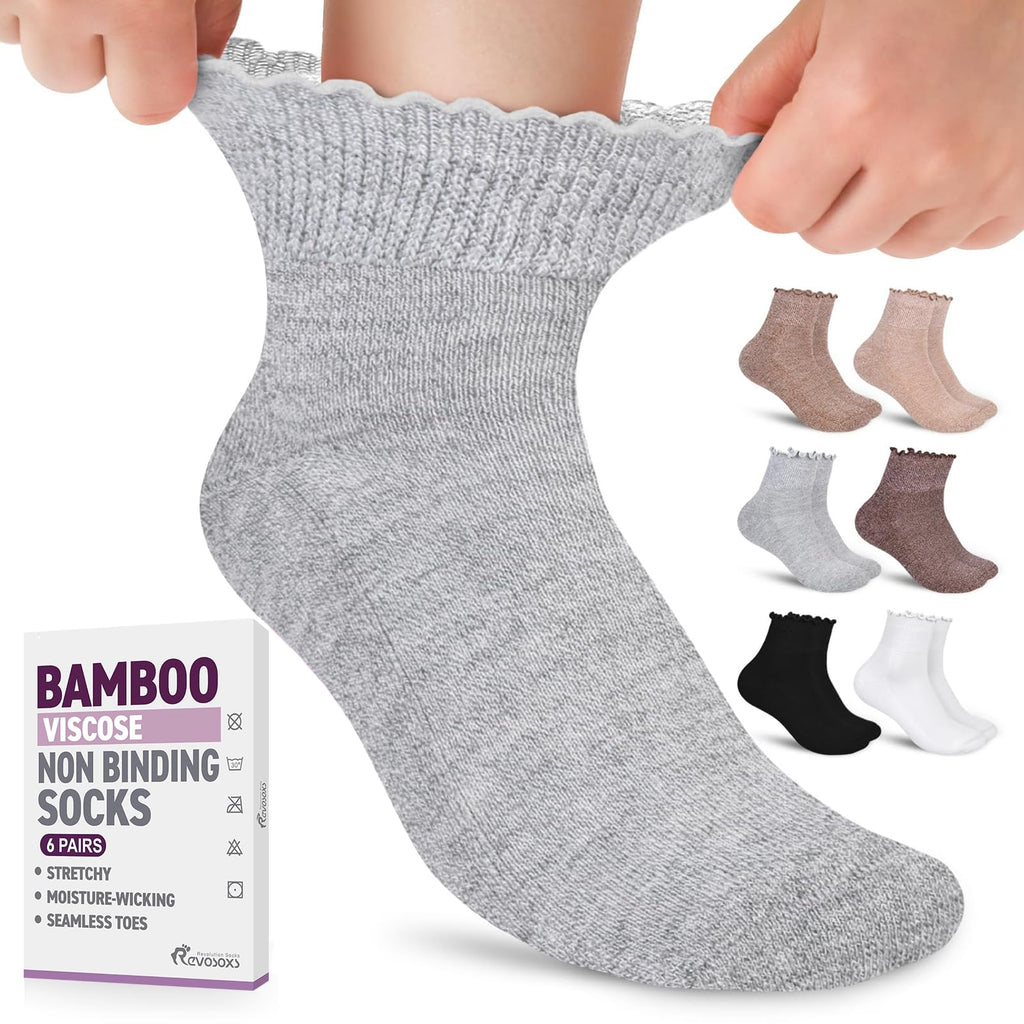 6 Pairs Non Binding Wide Seamless Diabetic Ankle Socks H1513
