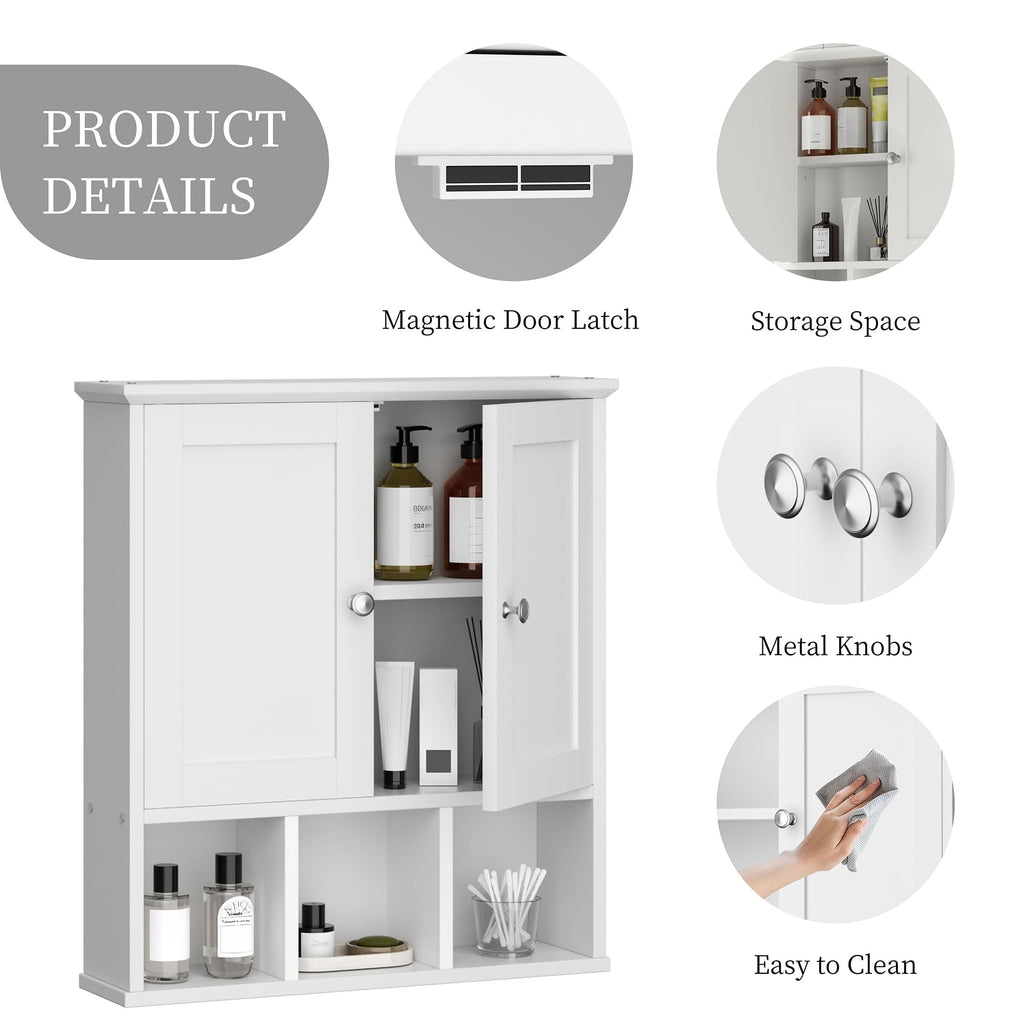 Wall Mounted White Medicine Cabinet with Adjustable Shelf E177882