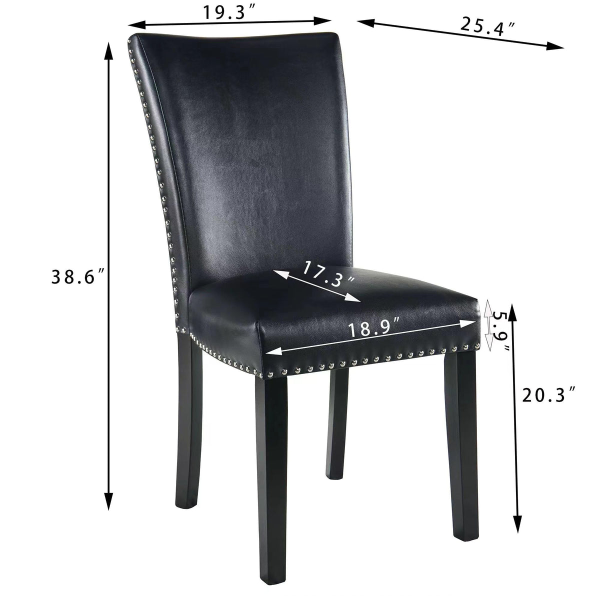 Black PU Leather Upholstered Dining Chairs Set of 2 R888034