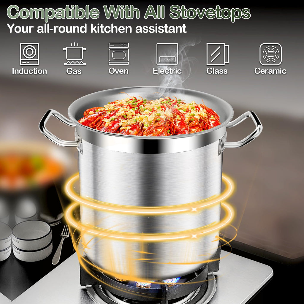 40QT Stainless Steel Stockpot with Lid P54431