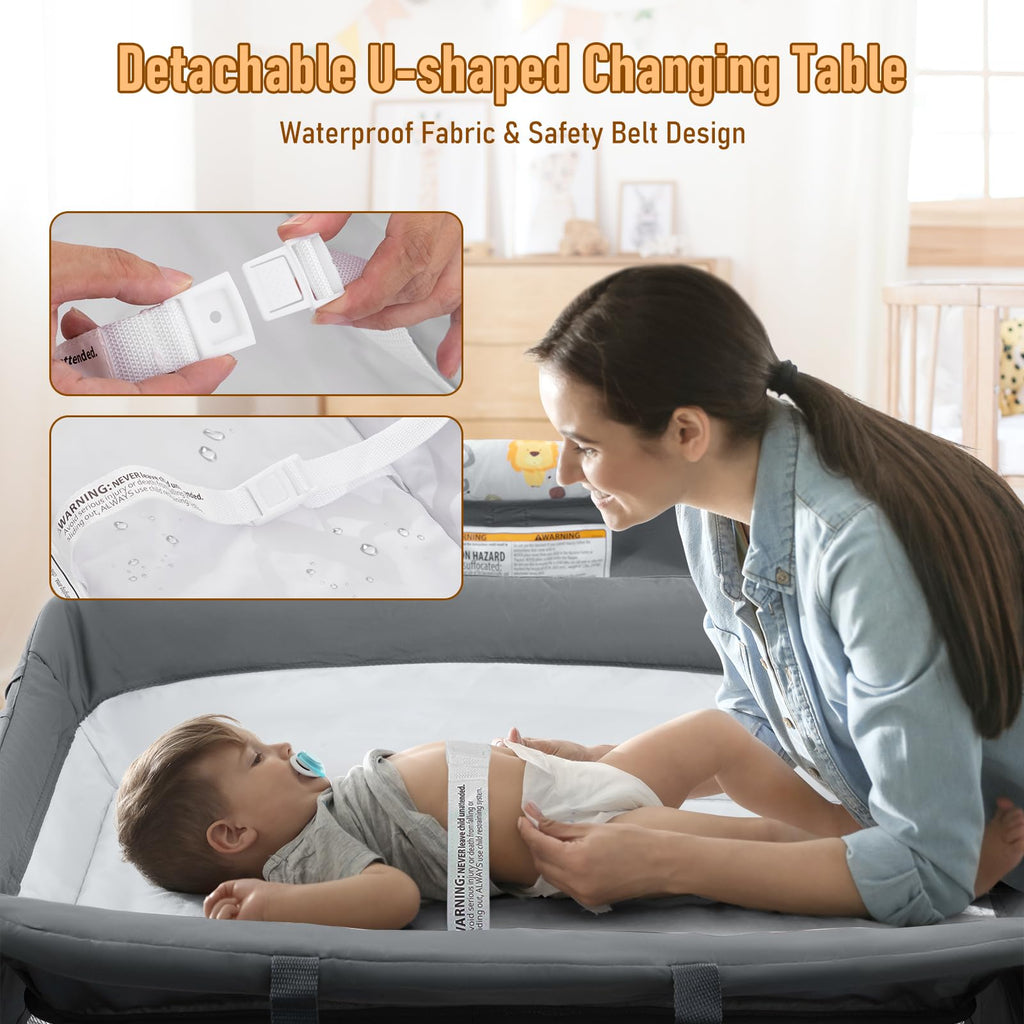 5-in-1 Convertible Baby Crib Bassinet Playpen Y480