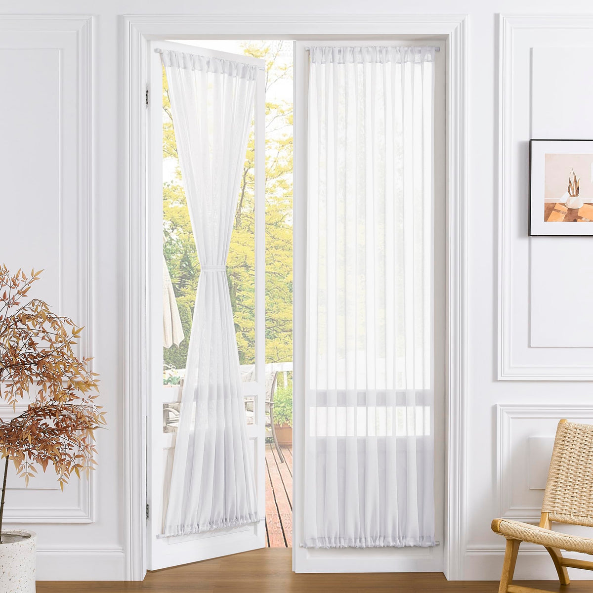 White Linen Textured Sheer Curtains, 25 x 72 Inches, 1 Panel Z450