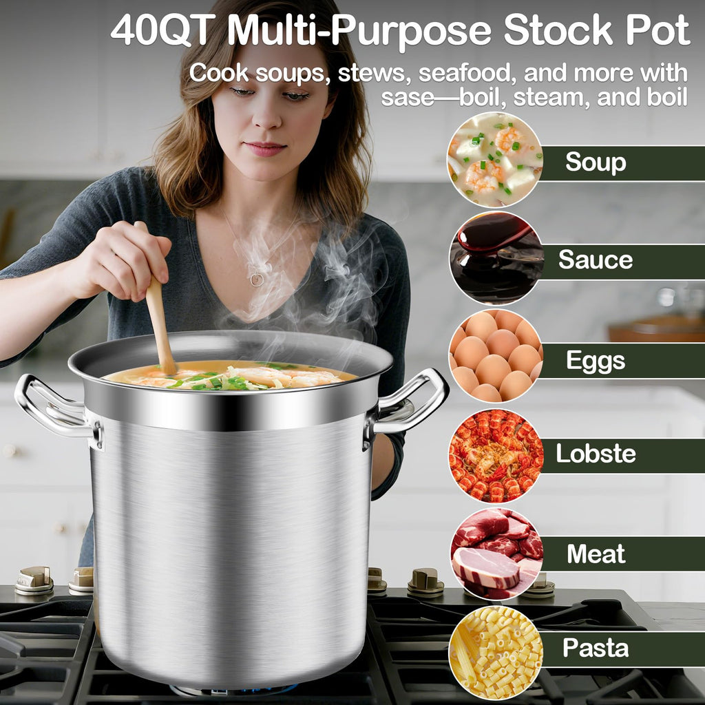 40QT Stainless Steel Stockpot with Lid P54431