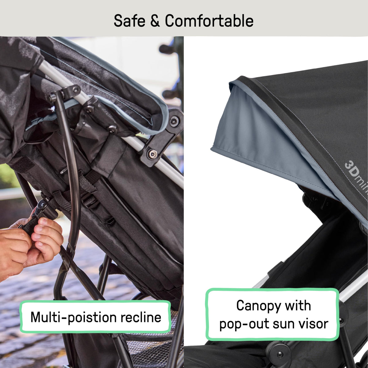 Lightweight Compact Fold Stroller with Canopy and Recline, Slate Grey K721629