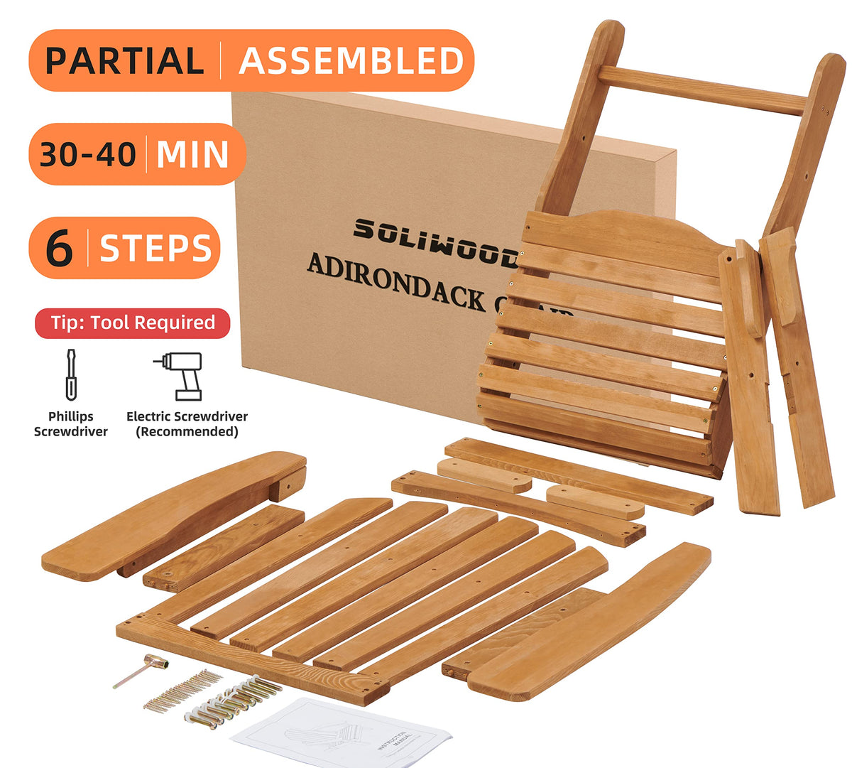 Oversize Wooden Outdoor Folding Chair Set of 2 C628