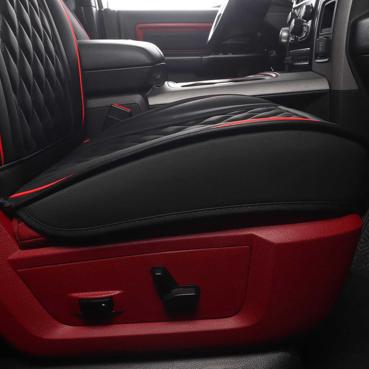 Waterproof Synthetic Leather Car Seat Covers 5PCS Full Set Black Red M3152