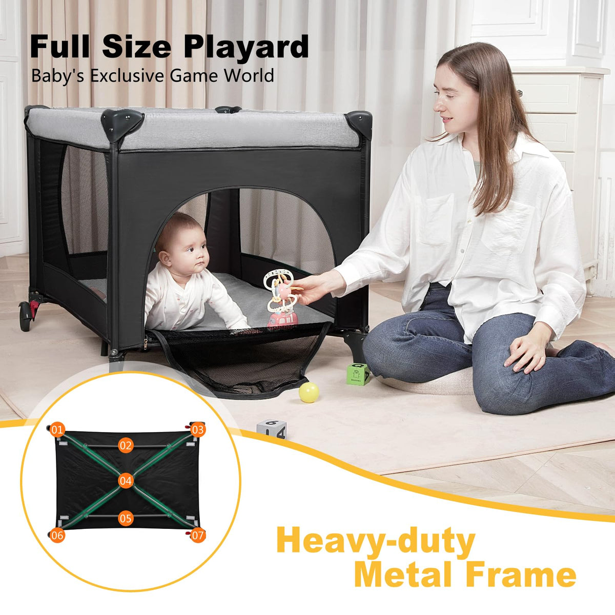 Black Baby Bassinet Playpen M302