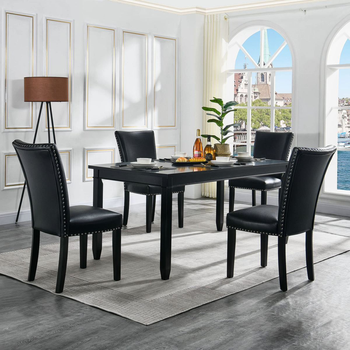 Black PU Leather Upholstered Dining Chairs Set of 2 R888034