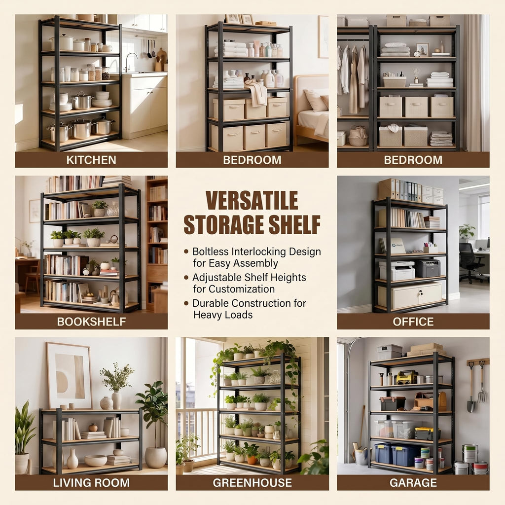 5 Tier Adjustable Wooden Bookshelf N33099