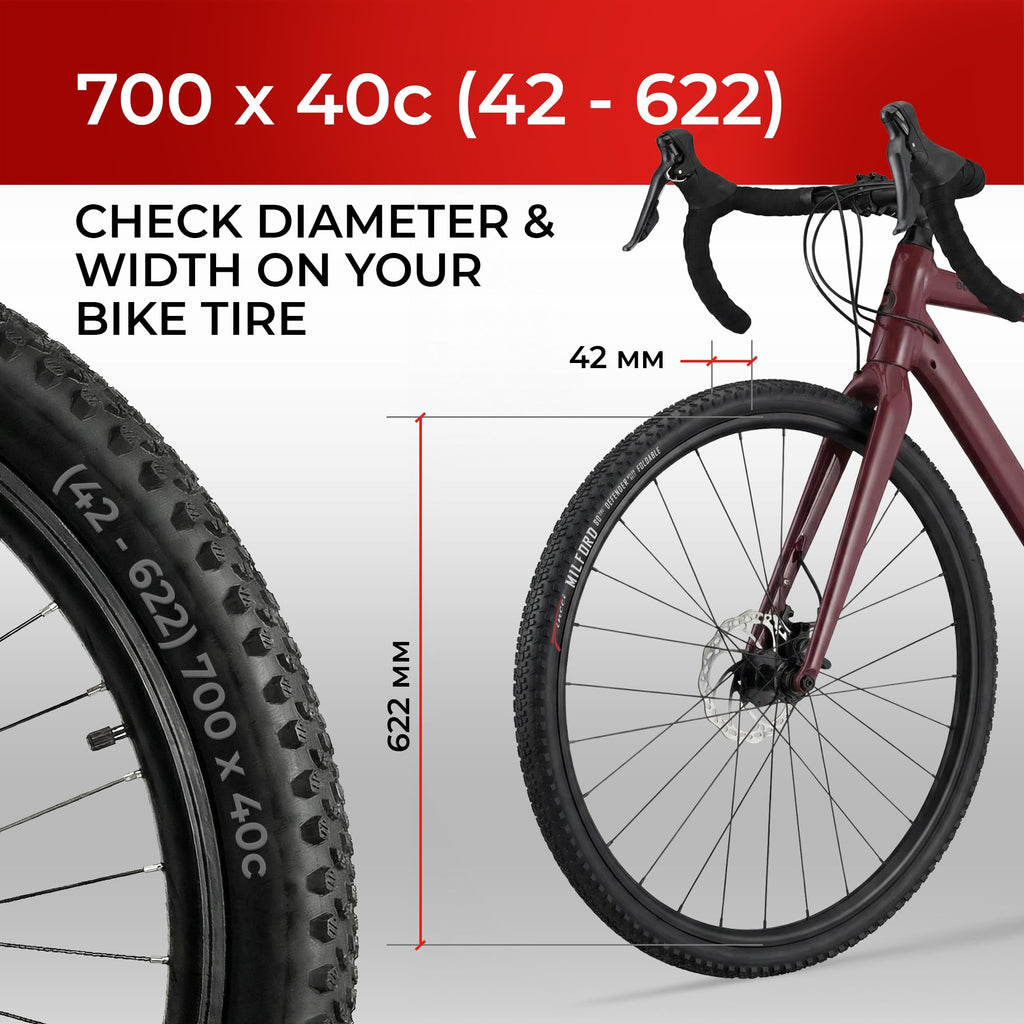 700x40c Gravel Bike Tire & Tubes Schrader Foldable 28" B82785