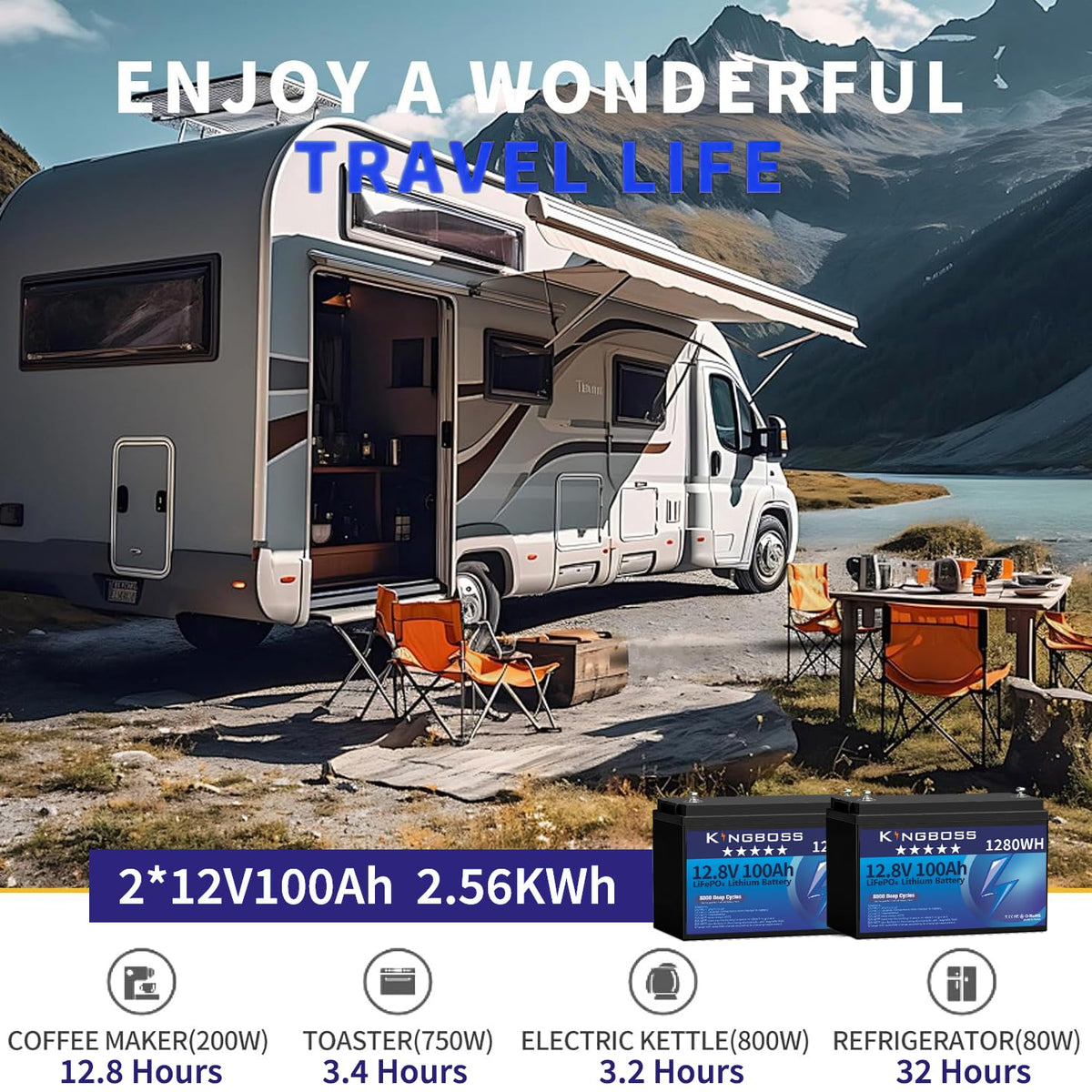 12V 100Ah LiFePO4 Lithium Battery with 100A Smart BMS A11350