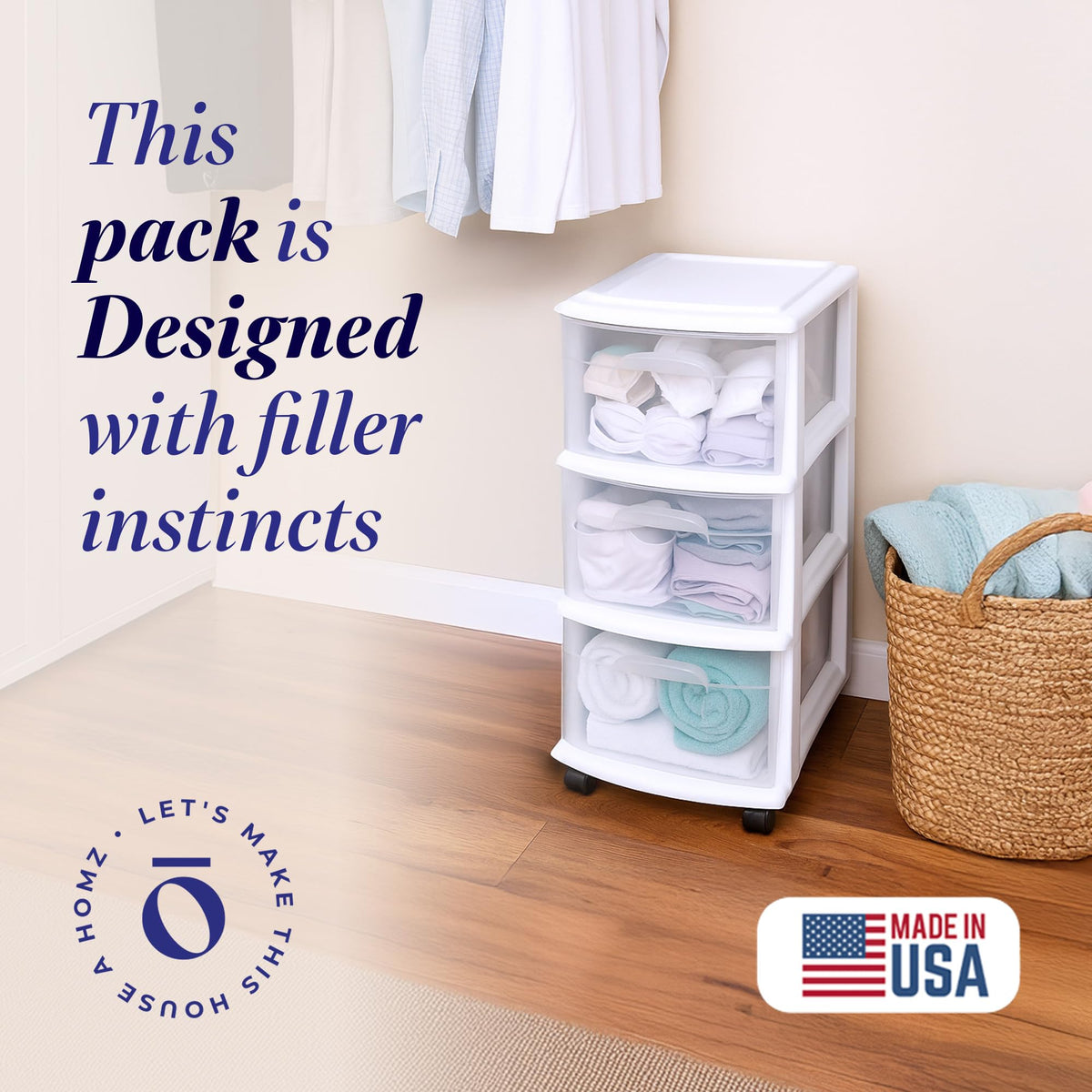 3-Tier Storage Cart with Removable Wheels F61476