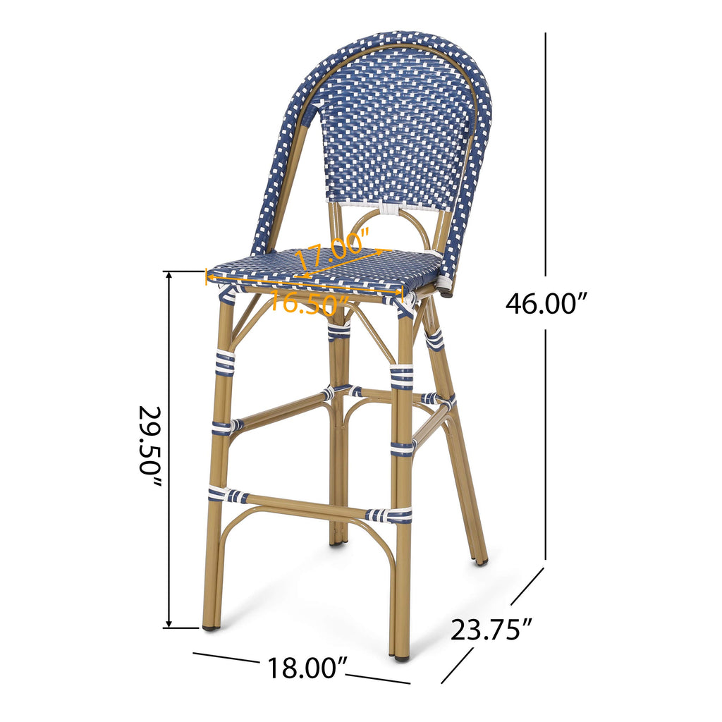 Set of 2 Teal Blue White Bar Stool with Aluminum P5747