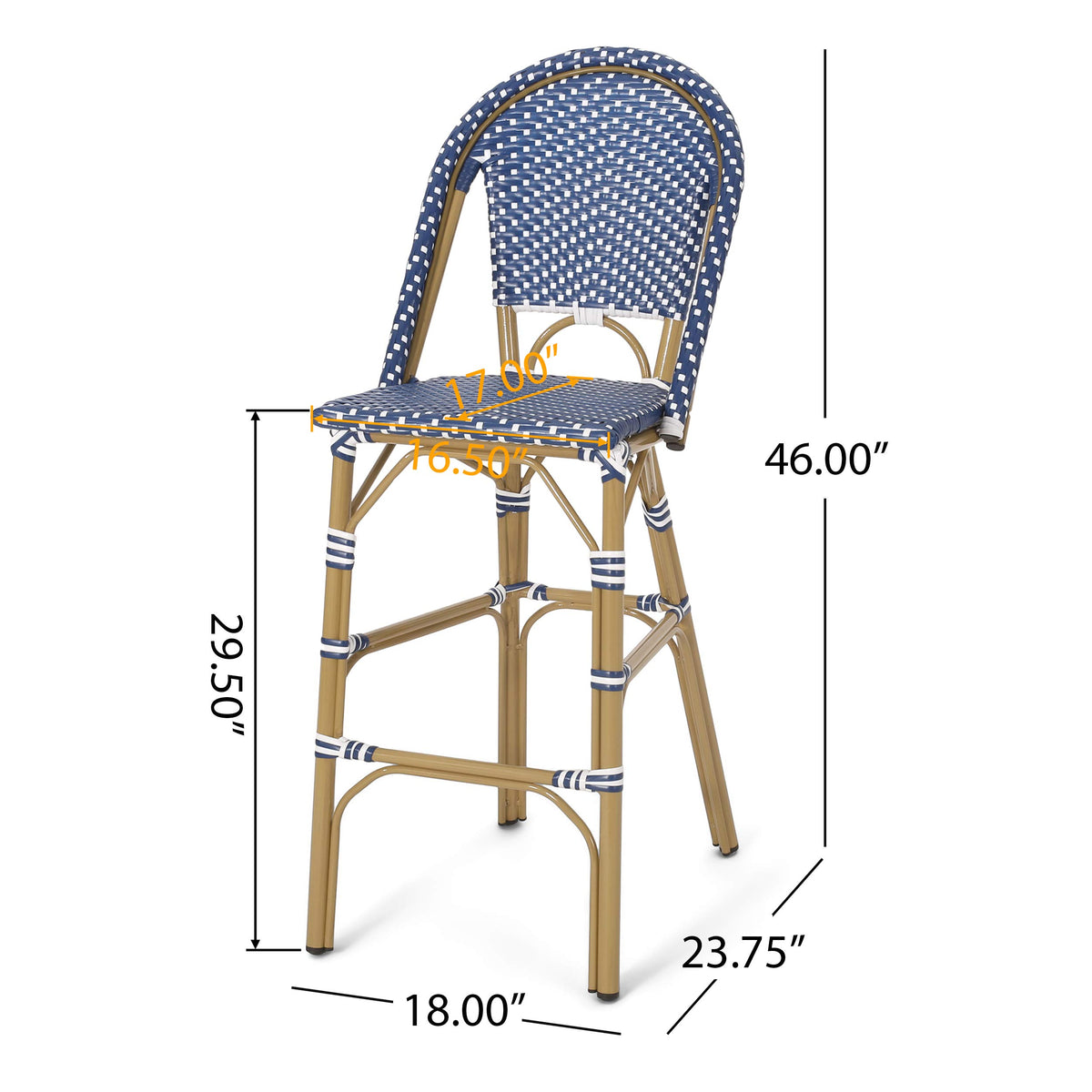 Set of 2 Teal Blue White Bar Stool with Aluminum P5747
