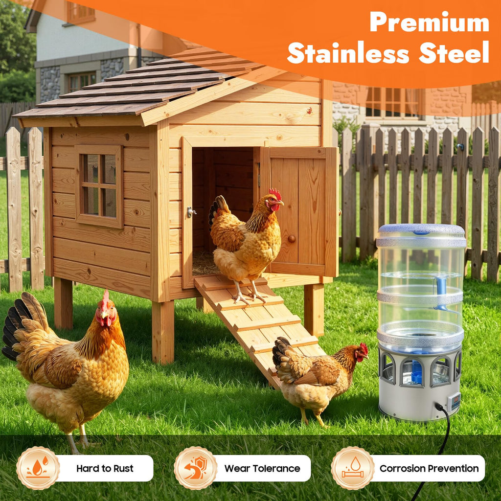 80W Heated Poultry Chicken Waterer 5 Gallon G4883