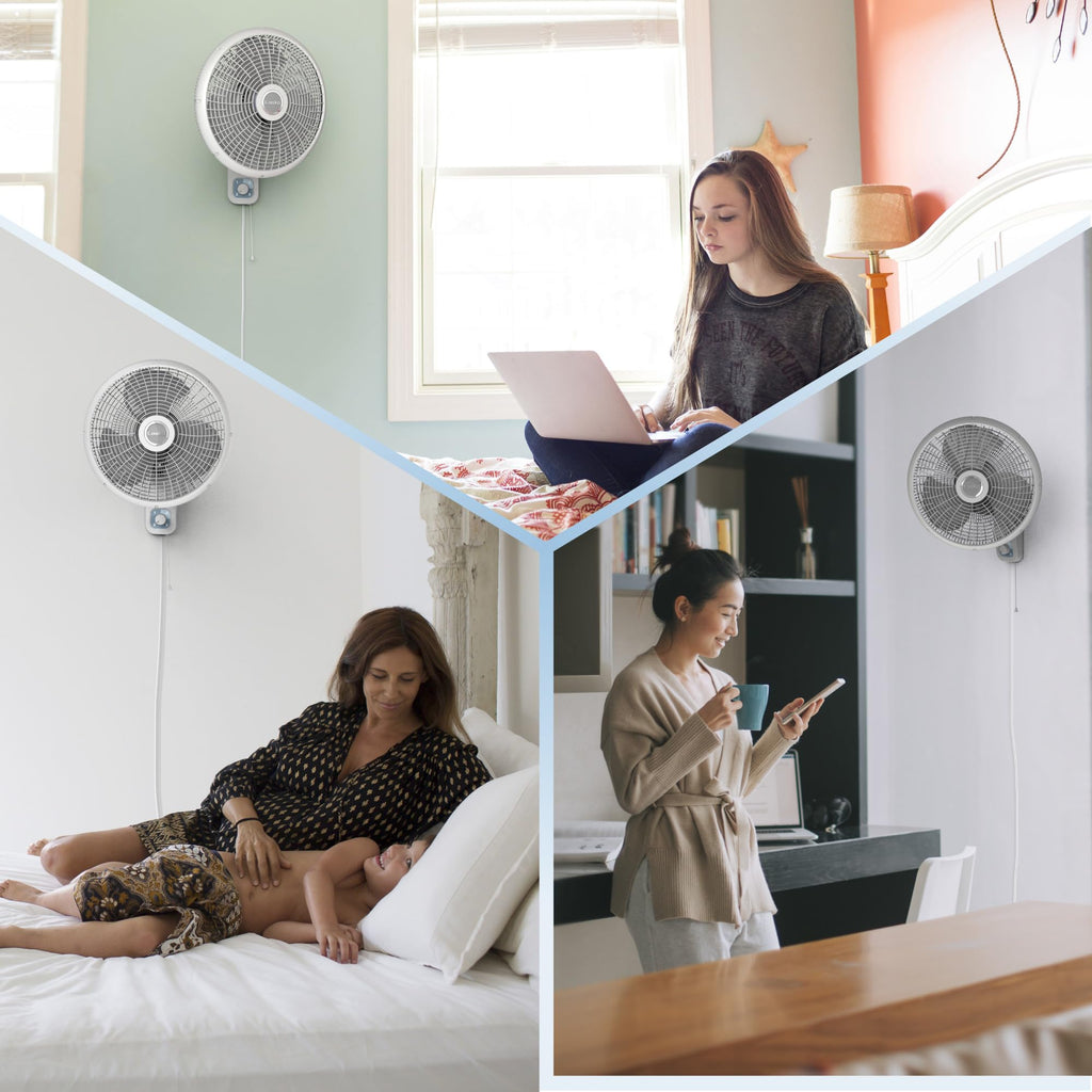 16" 3-Speed Oscillating Wall Mount Fan W7683