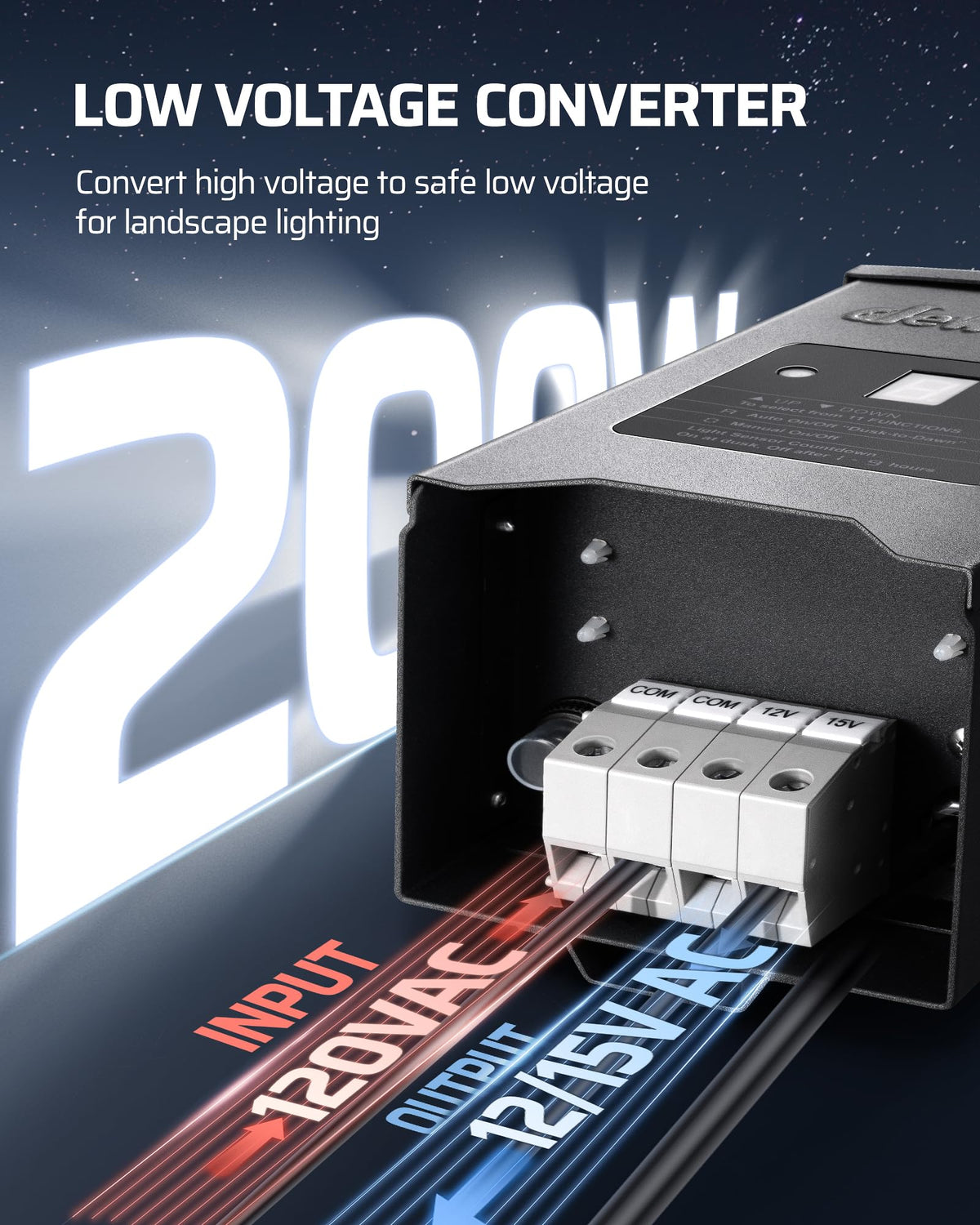 200W Weatherproof Low Voltage Landscape Lighting Transformer L38410