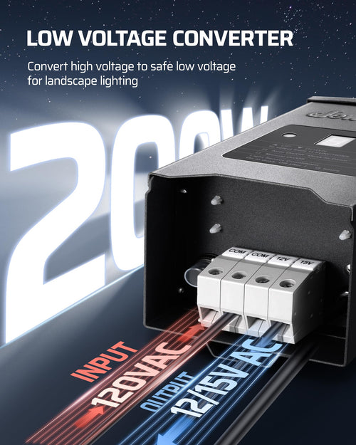 200W Weatherproof Low Voltage Landscape Lighting Transformer L38410