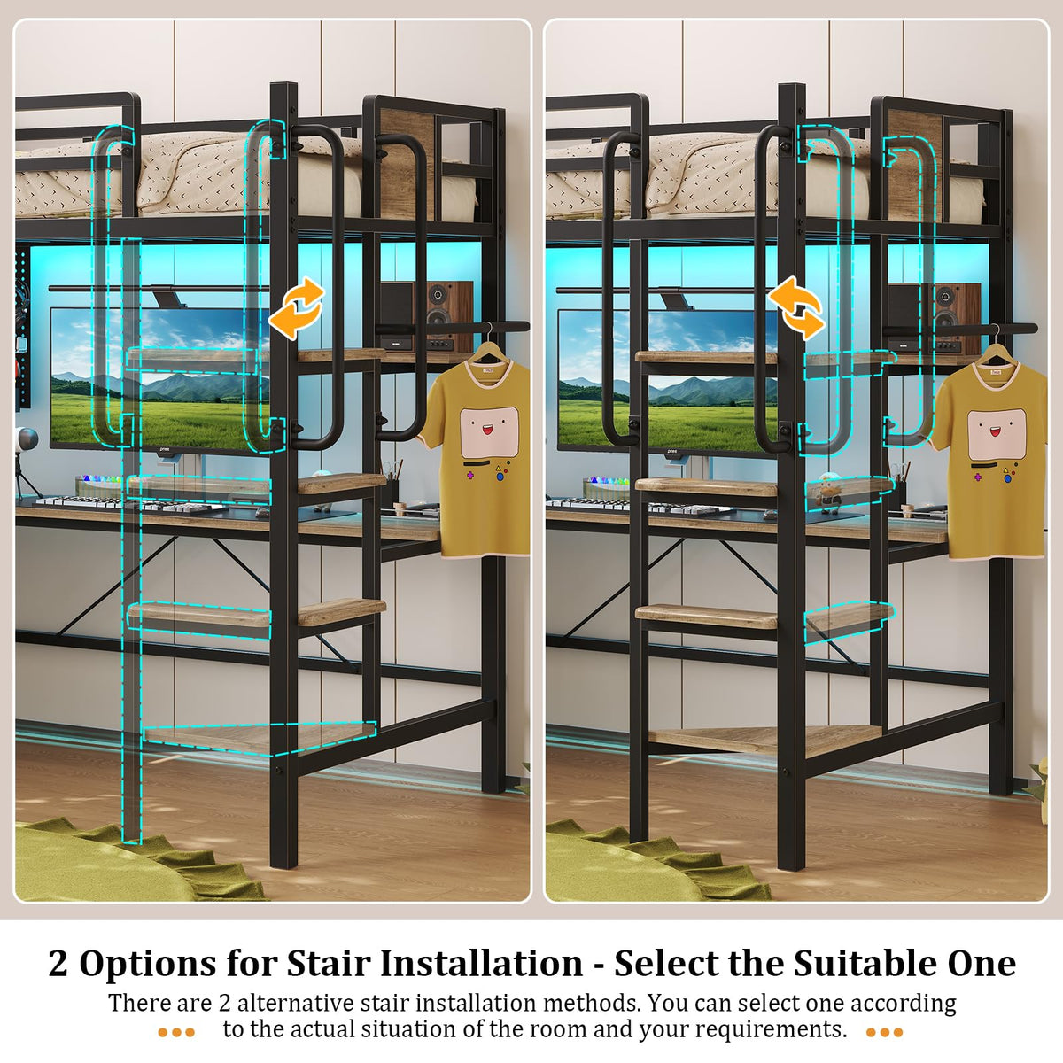 Twin Size Loft Bed with Desk and 5 Drawer M134569