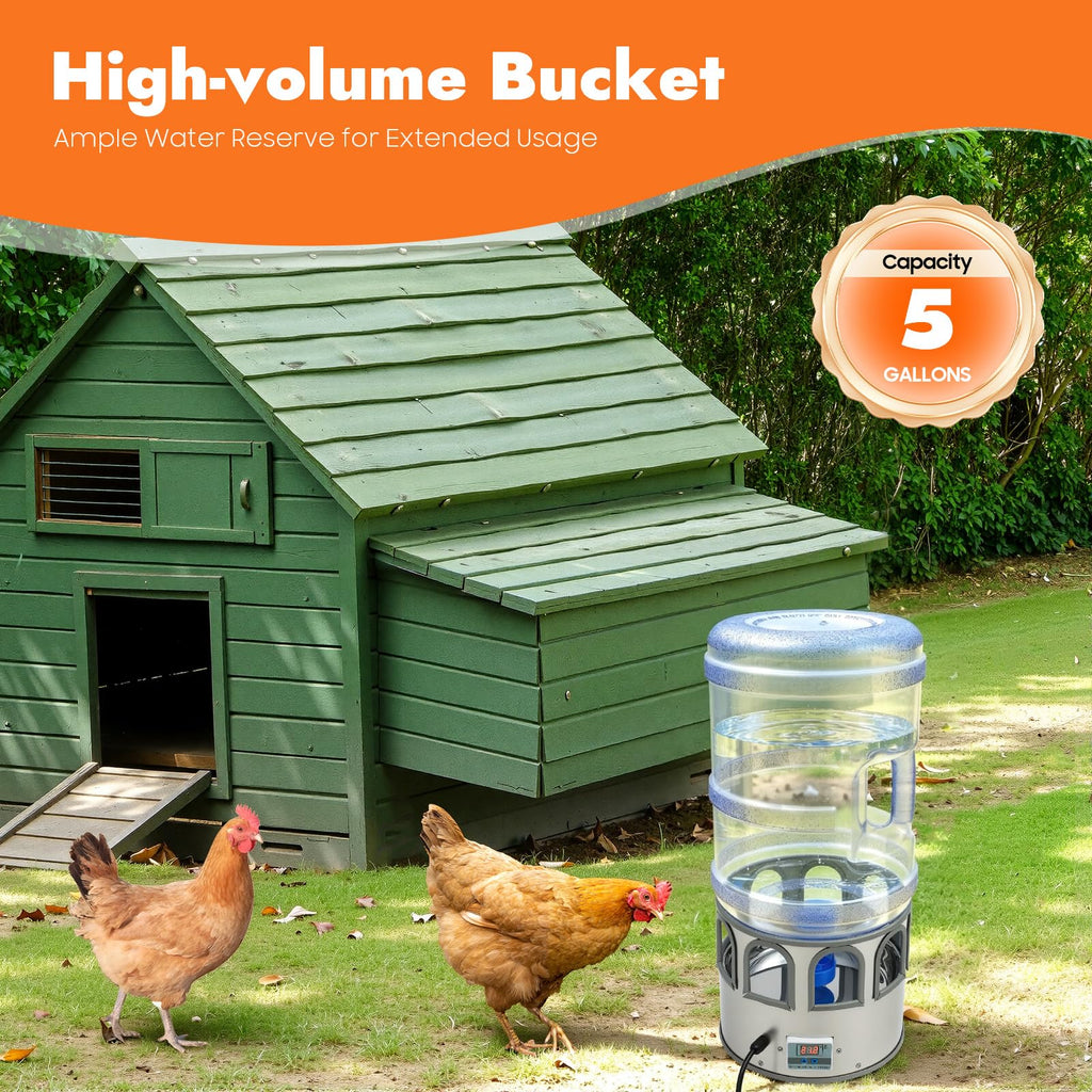 80W Heated Poultry Chicken Waterer 5 Gallon G4883