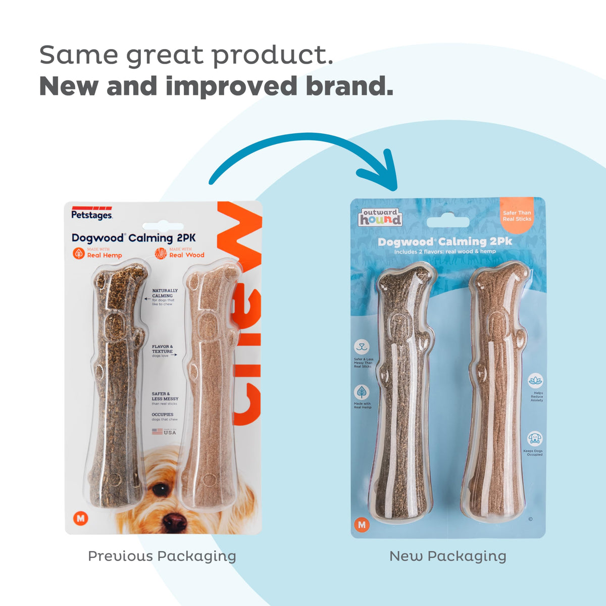 Dogwood Calming Stick Dog Chew Toy, Medium, 7.5", 2-Pack L502744