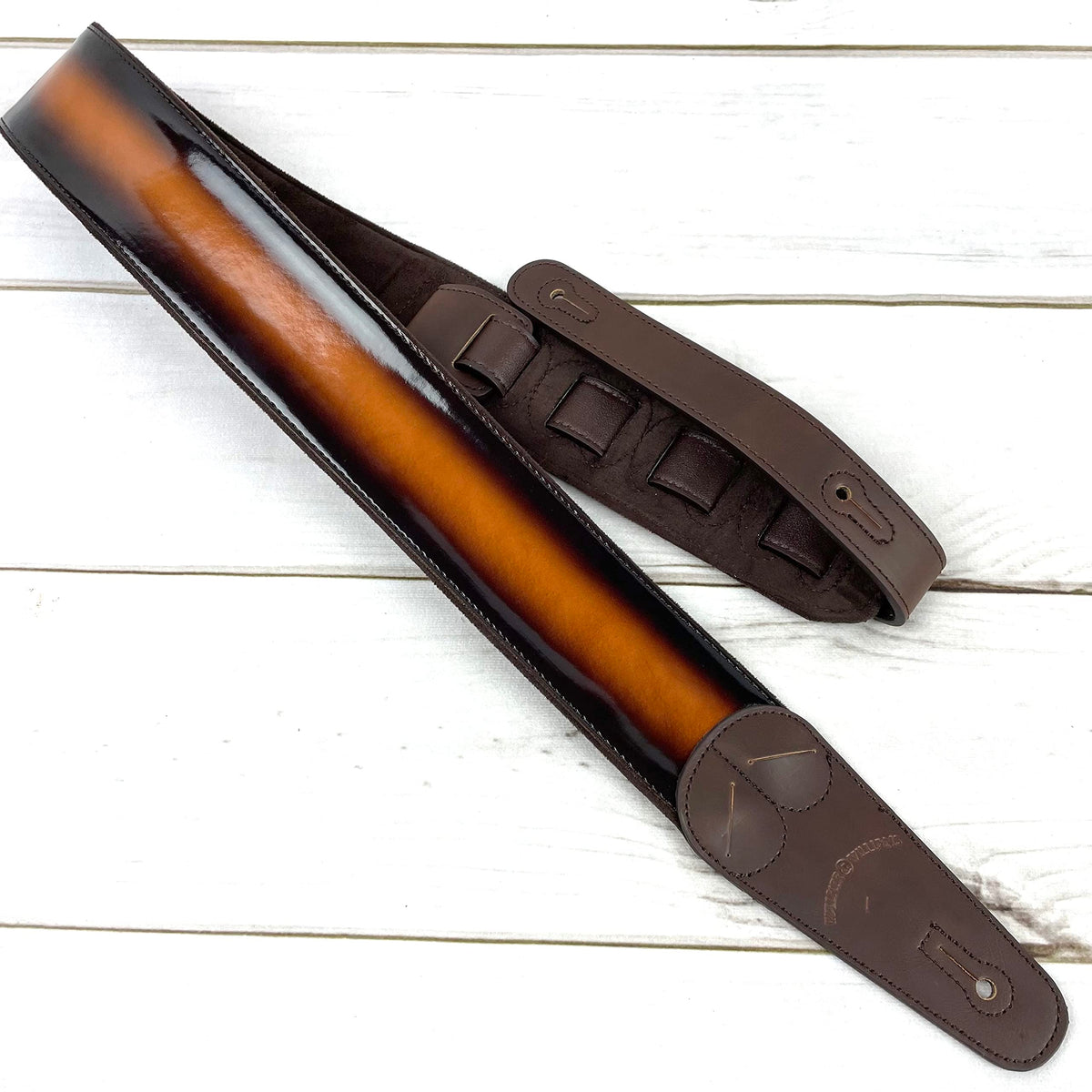 Sunburst Finish Guitar Strap with Pick Pockets & Padded Velour Back C829