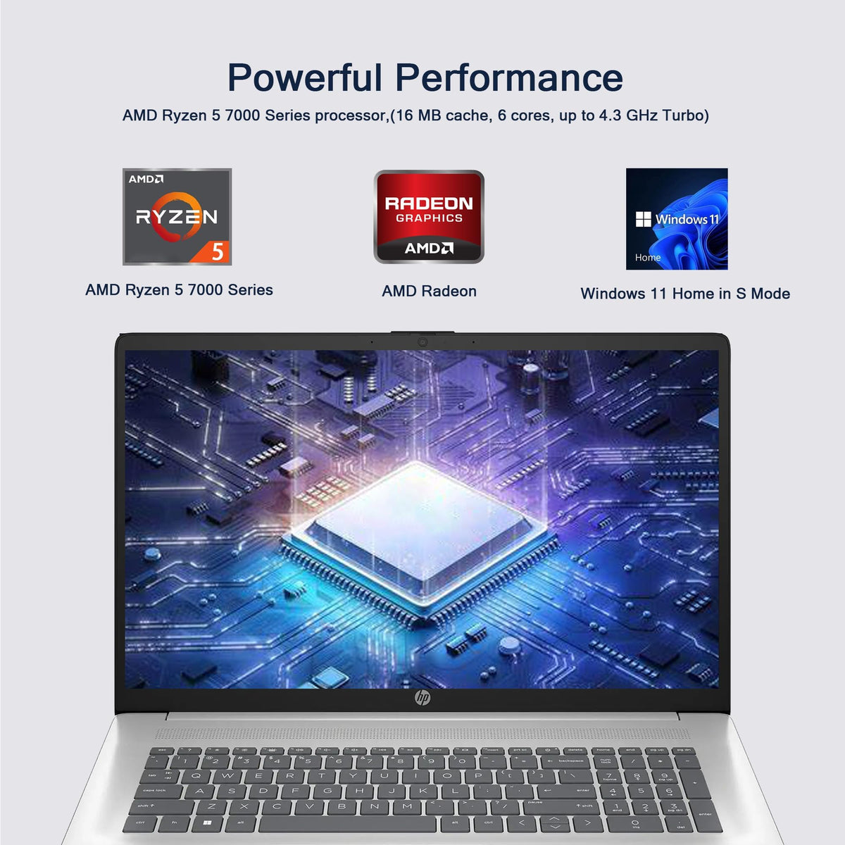 17.3" FHD Laptop, 16GB RAM, 1TB SSD, AMD Ryzen 5, Windows 11 Home, Silver B65003