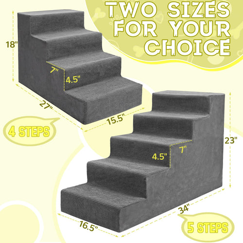 23”H Grey 5 Steps Non-Slip Foam Pet Stairs E244