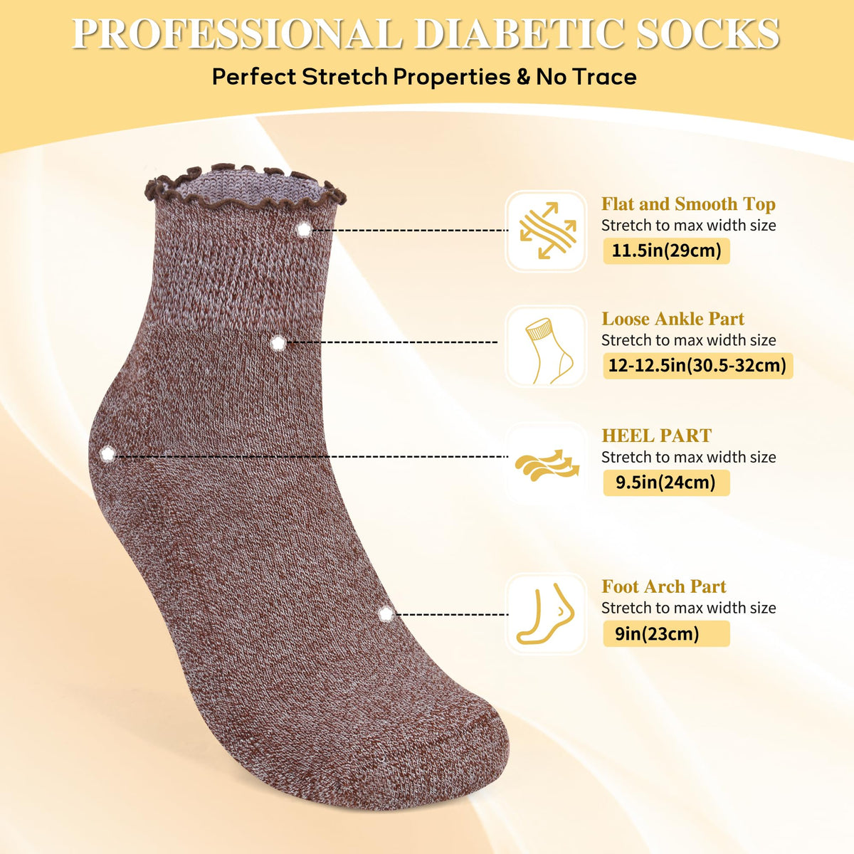 6 Pairs Non Binding Wide Seamless Diabetic Ankle Socks H1513