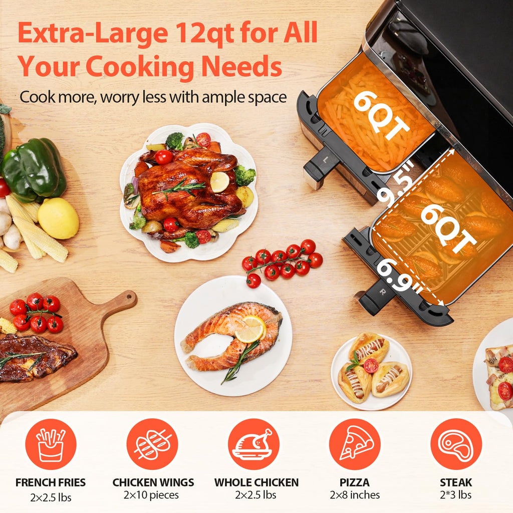 12QT Large Dual Air Fryer K11601