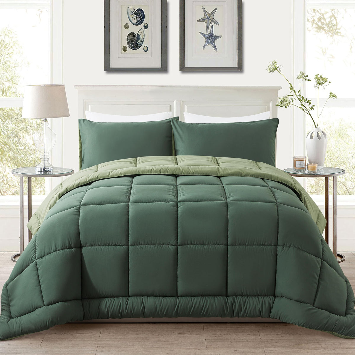 King Size Green Comforter Set with 2 Pillow Cases U55510