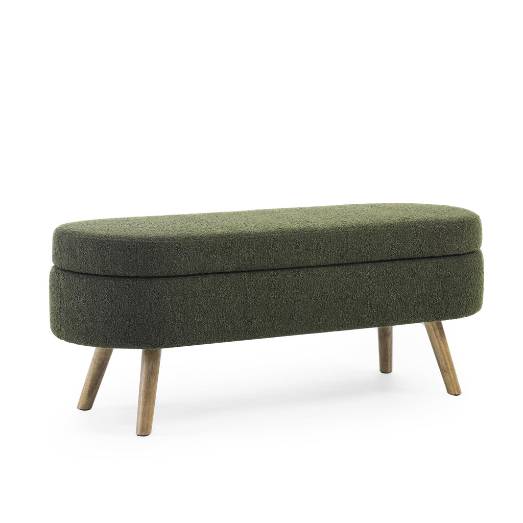 Oval Storage Bench with Rubber Wood Legs, Green V785705