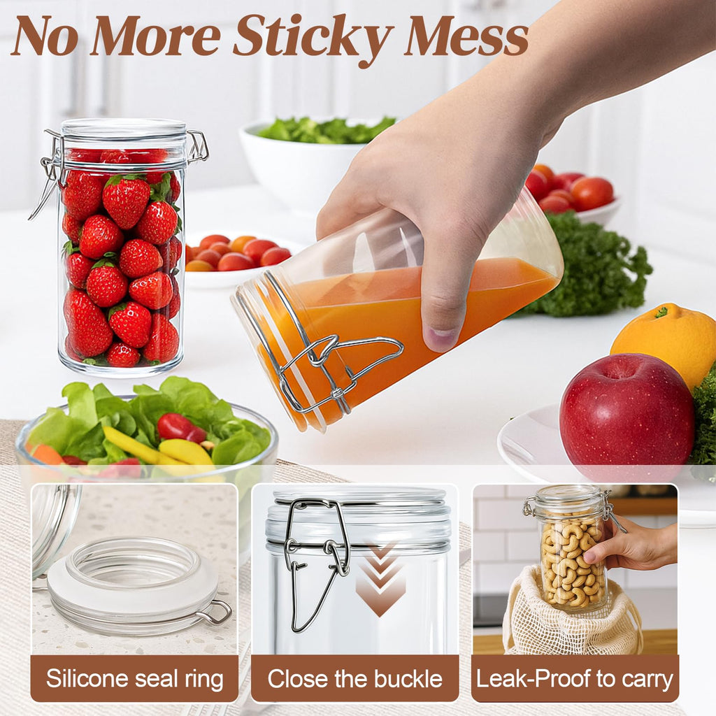 8 PCS 16 oz Glass Jars with Airtight Lid L804585