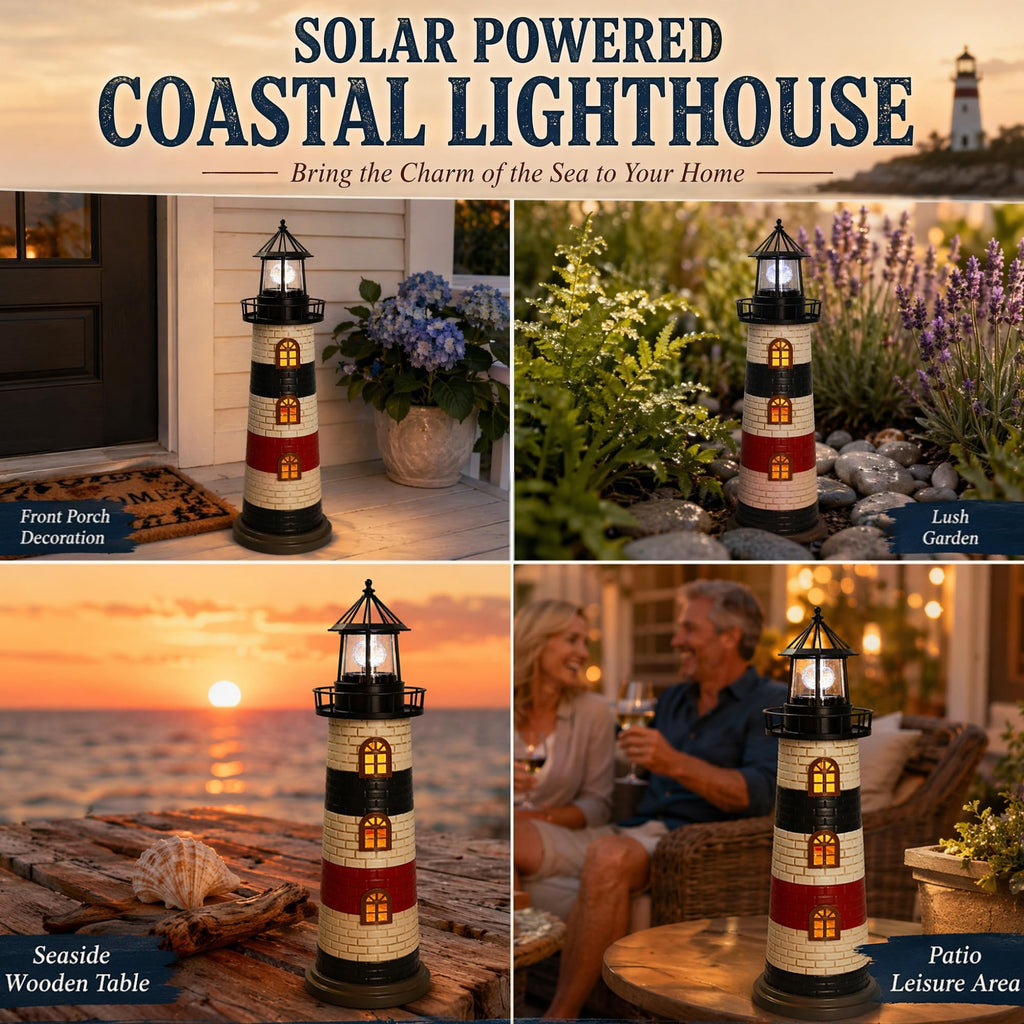 23" Solar Lighthouse Garden Statue P5773