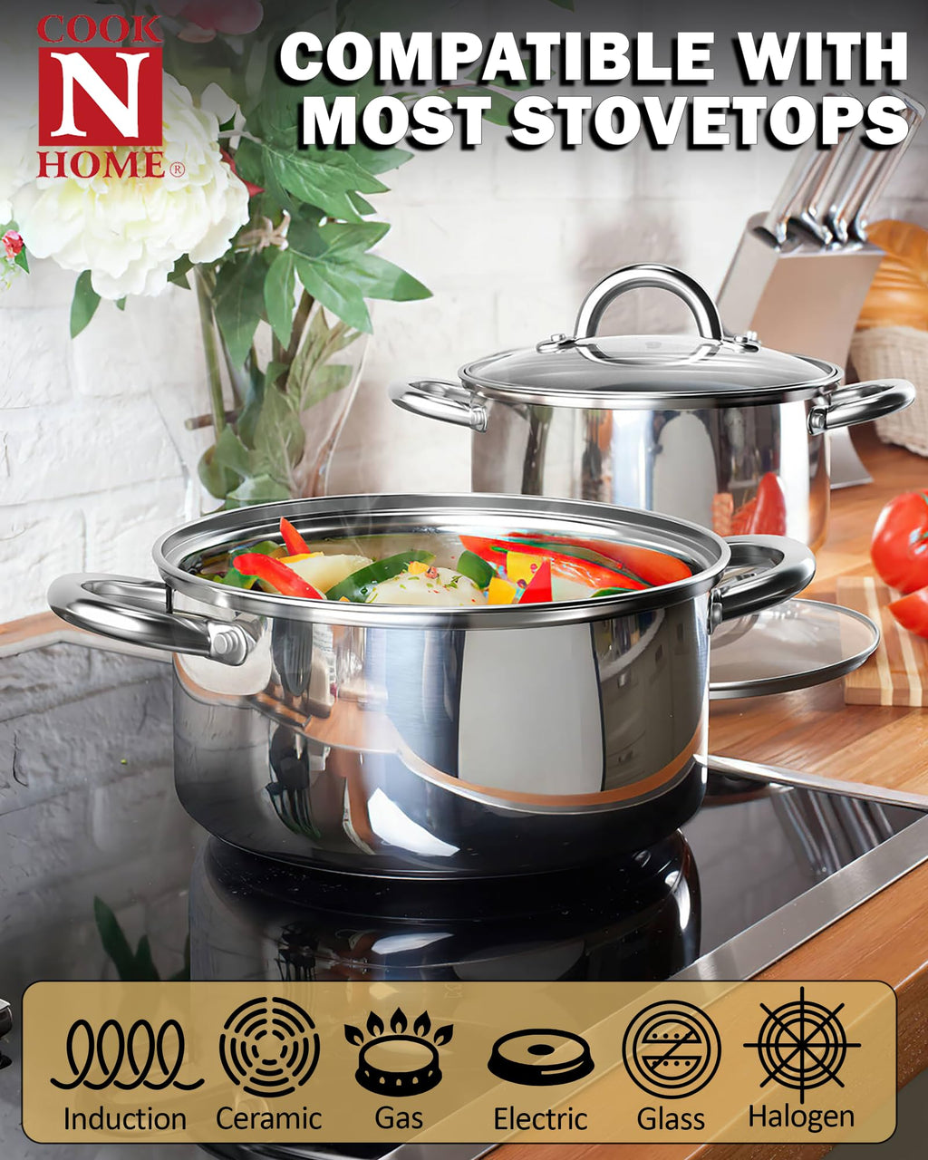8 Quart Stainless Steel Stock Pot with Lid W1811
