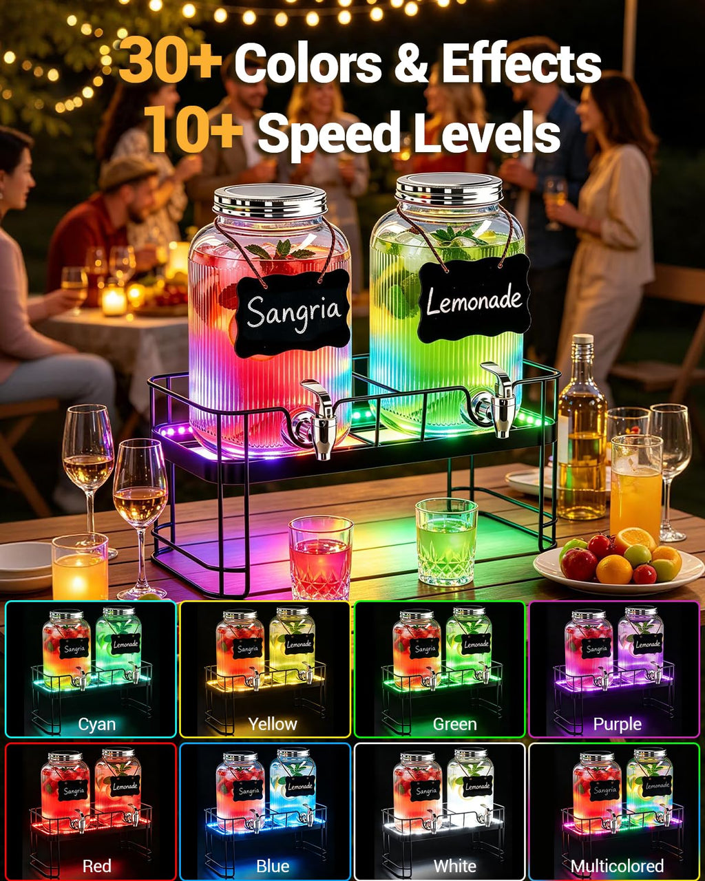 2 Pack 1 Gallon Glass Drink Dispensers with Stand O5947