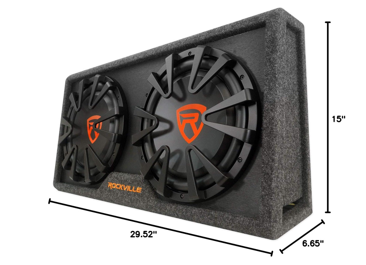 Dual 12" Slim Vented Powered Car Subwoofer Enclosure D723246