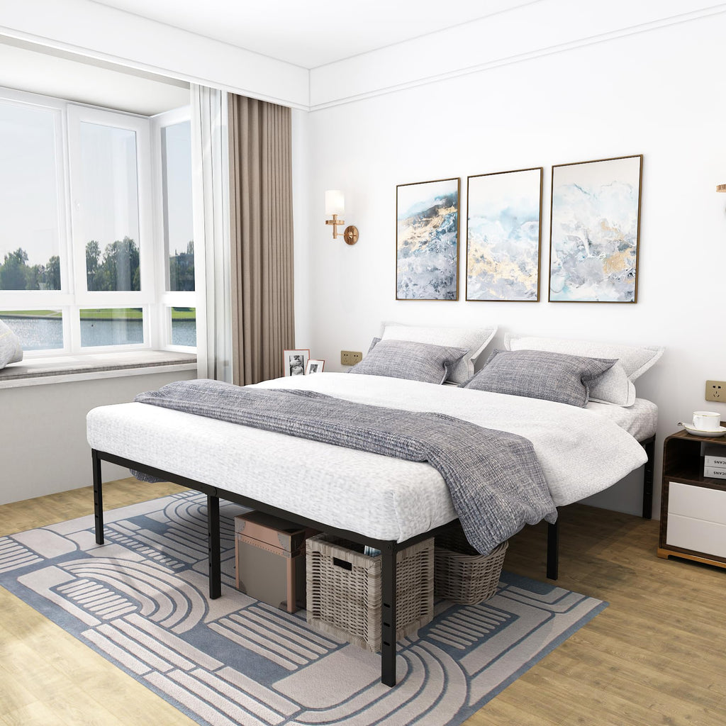 Queen Size Black Metal Platform Bed Frame V308387