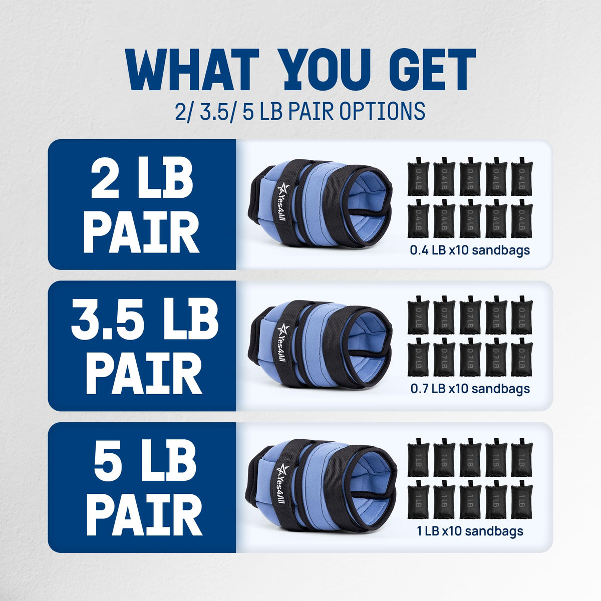 Adjustable Wrist & Ankle Weights 3.5/5 LB Pair A223