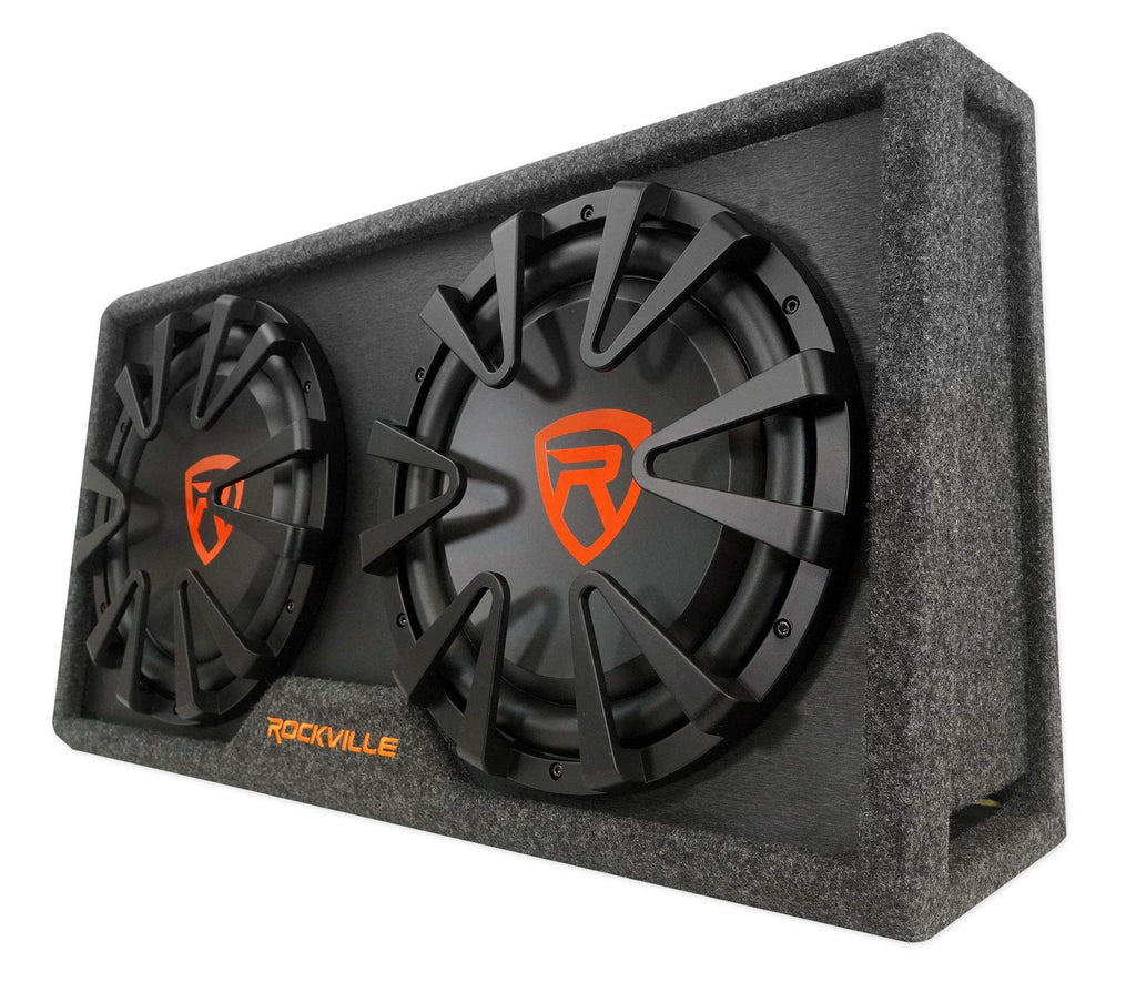 Dual 12" Slim Vented Powered Car Subwoofer Enclosure D723246